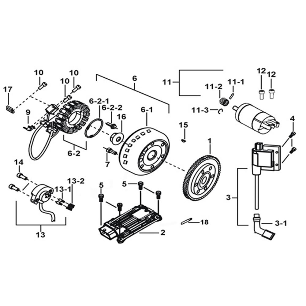 MOTOR STARTING、FLYWHEEL MAGNETO、ECU