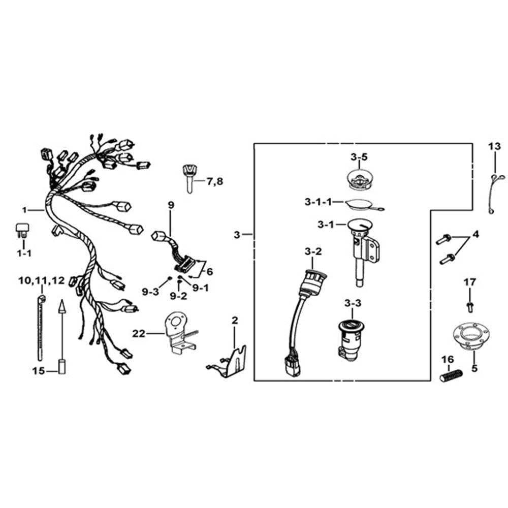 WIRING HARNESS AND LOCK ASSY