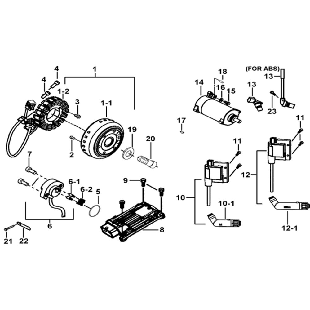 MOTOR STARTING、FLYWHEEL MAGNETO、ECU