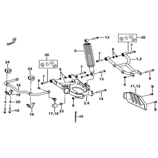 REAR SUSPENSION (FOR ←007984 AND WITH EVOR ABSORBER)