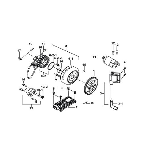MOTOR STARTING、FLYWHEEL MAGNETO、ECU