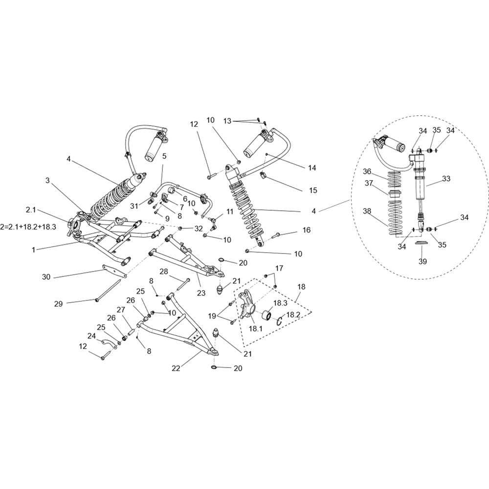FRONT SUSPENSION ASSEMBLY (NARROW VEHICLE VERSION)