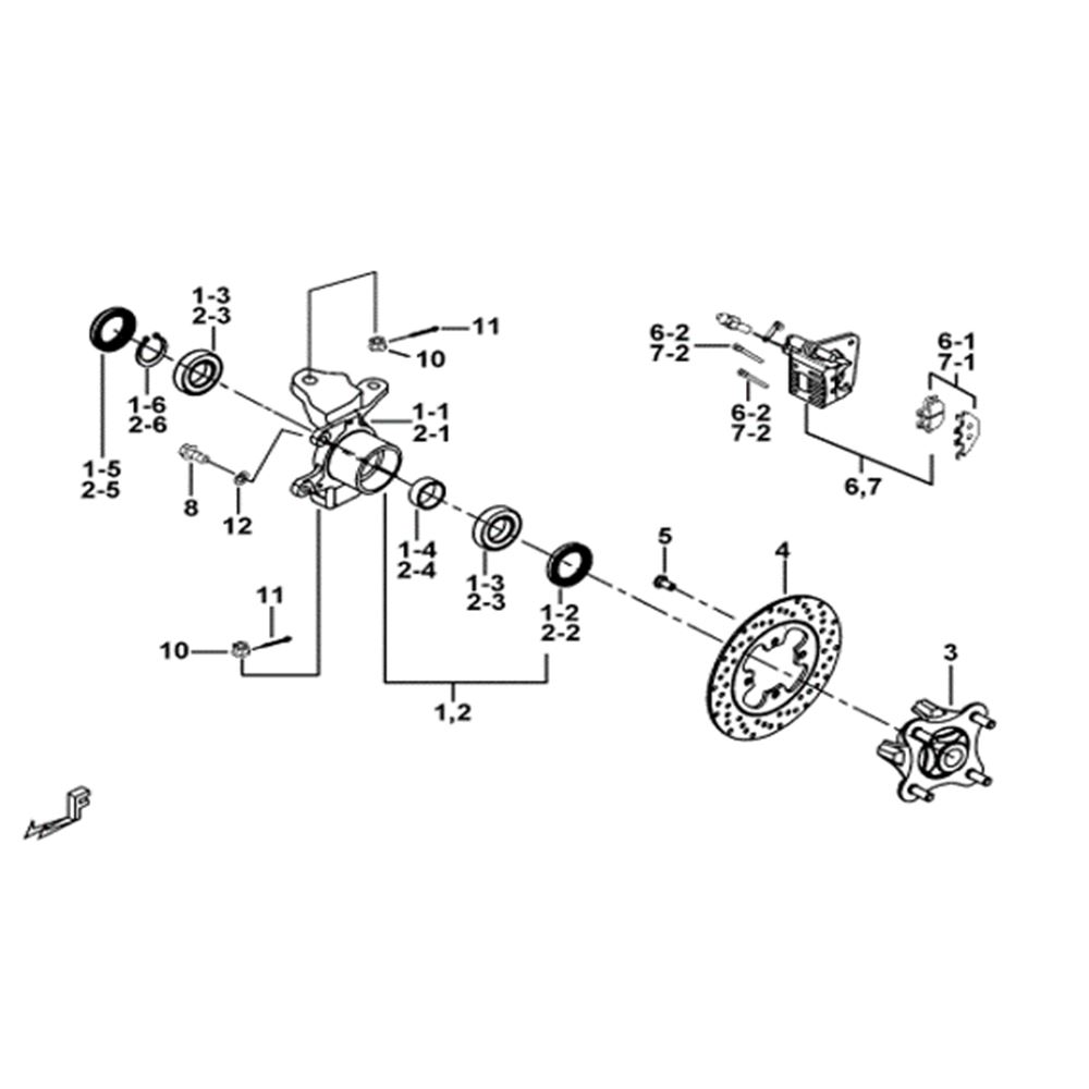 STEERING KNUCKLE (FOR ←007984 AND WITH EVOR ABSORBER)