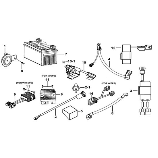 BATTERY. HORN. RELAYS. RECTIFIER