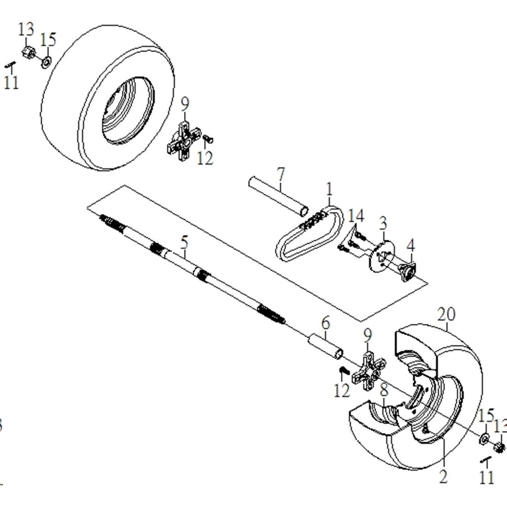 REAR WHEEL & AXLE