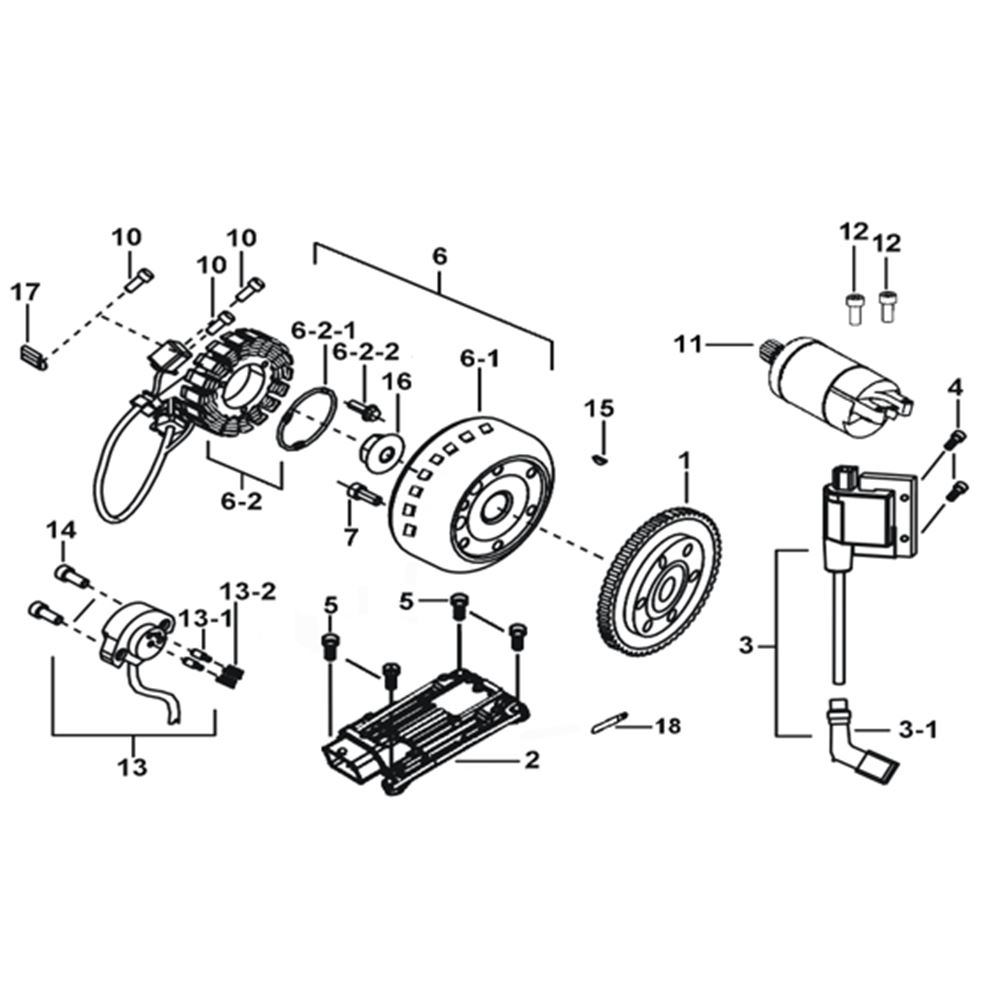 MOTOR STARTING、FLYWHEEL MAGNETO、ECU