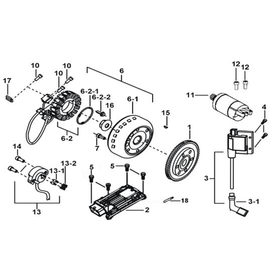 MOTOR STARTING、FLYWHEEL MAGNETO、ECU