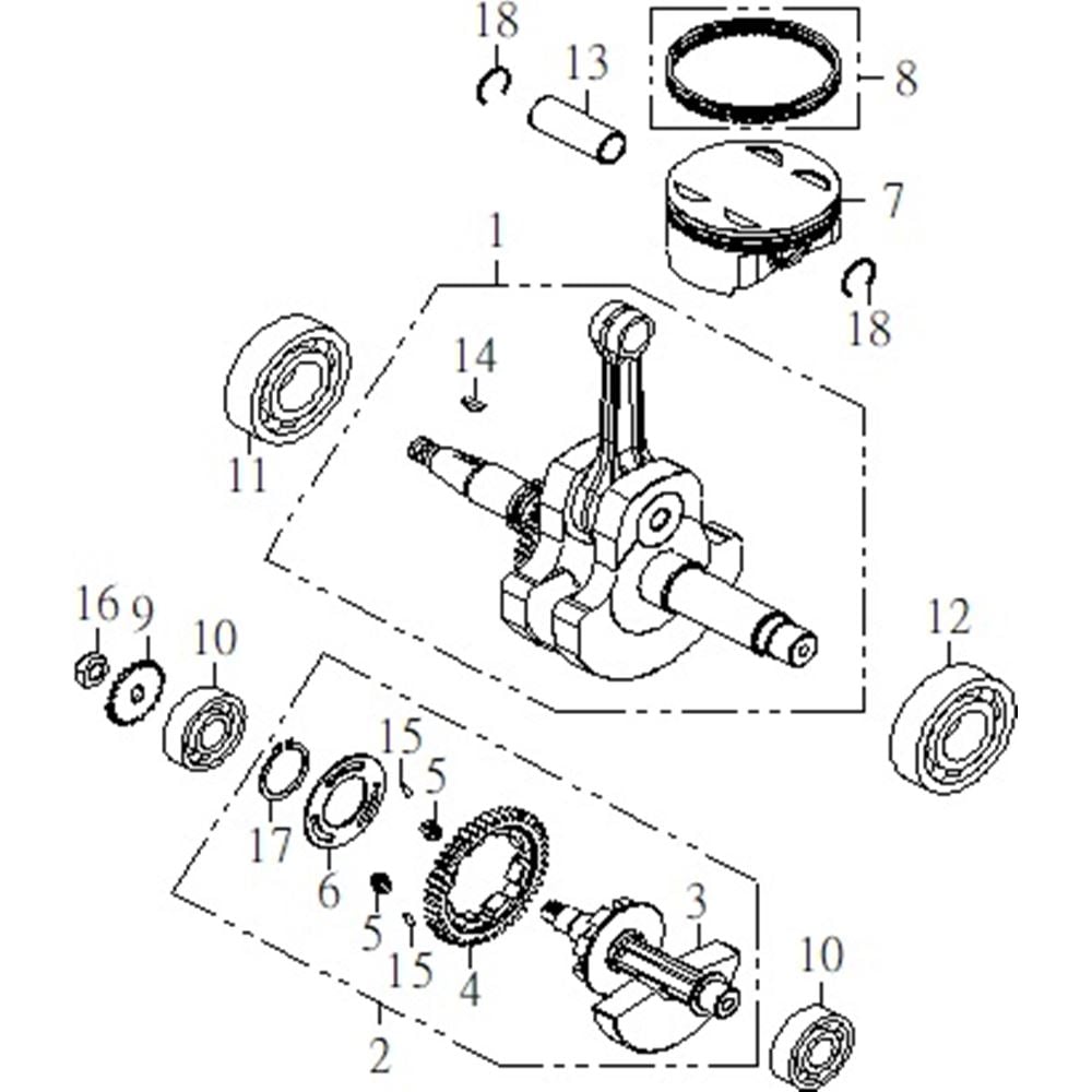 CRANKSHAFT, PISTON
