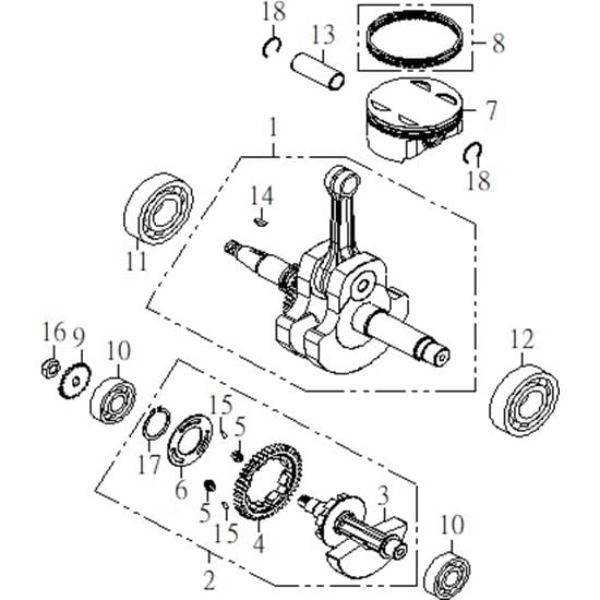 CRANKSHAFT, PISTON