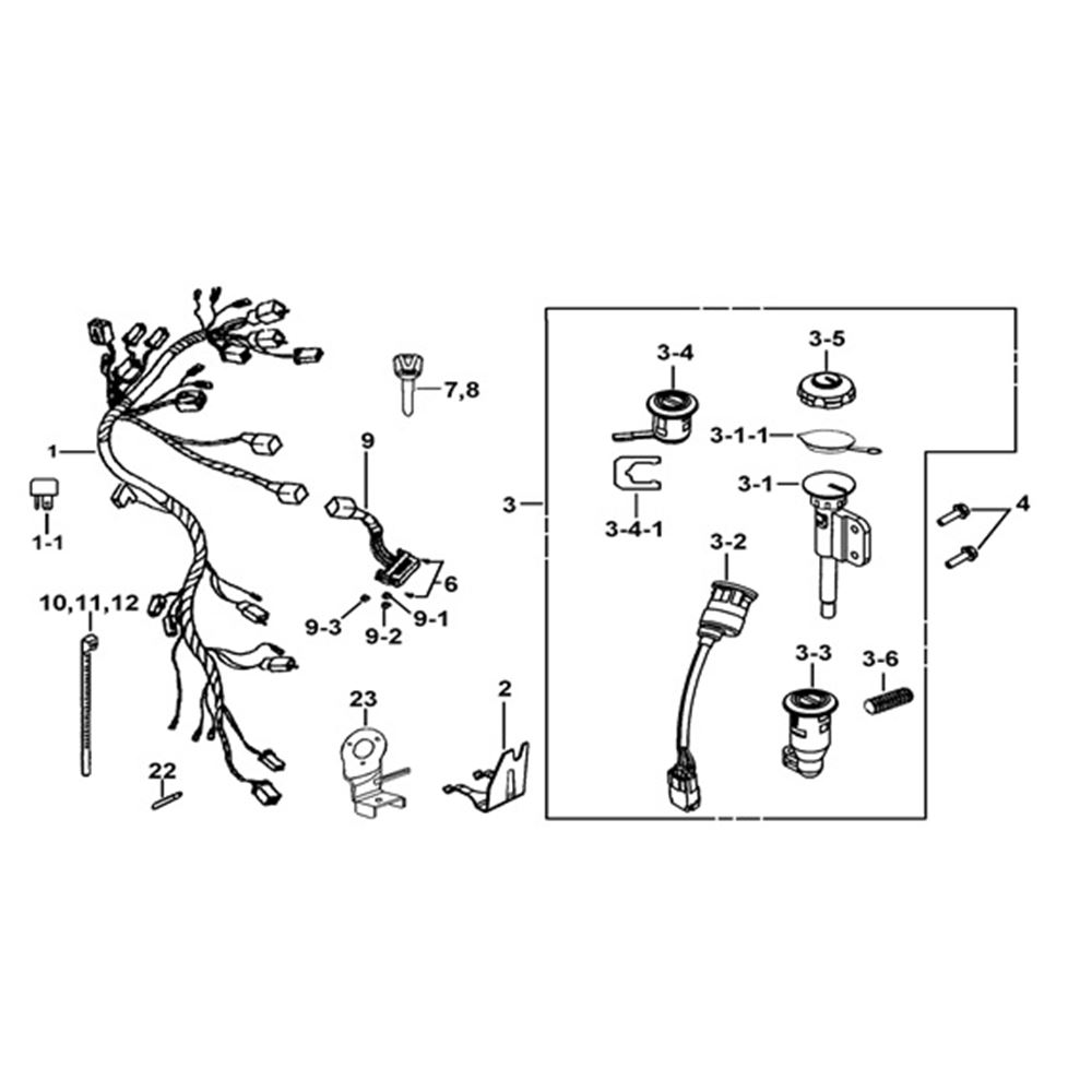 WIRING HARNESS AND LOCK ASSY