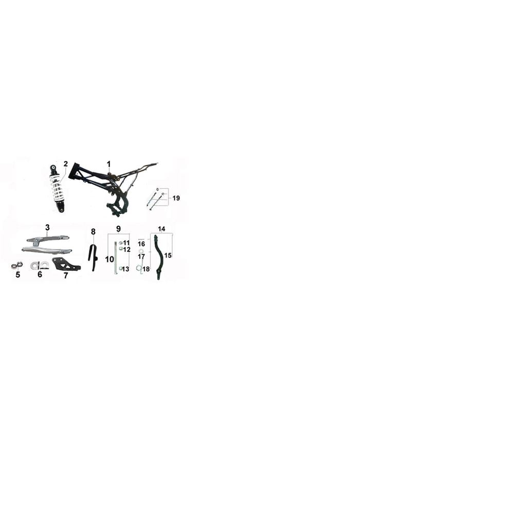 10TEN 125R & 140R FRAME, SWINGING ARM, REAR SHOCK