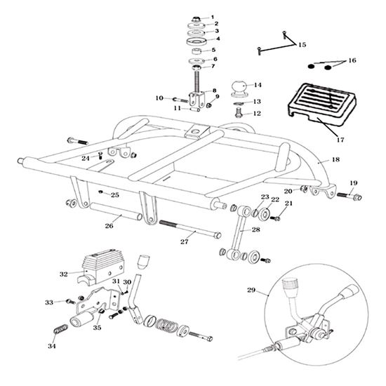 REAR SWINGARM UPPER, GEAR SELECTOR