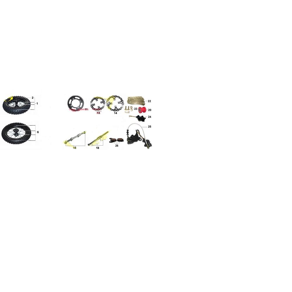 10Ten 125R & 140R Wheels, Rear Brake, Discs, Chains, Sprockets