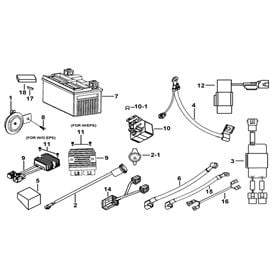 Battery. Horn. Relays. Rectifier