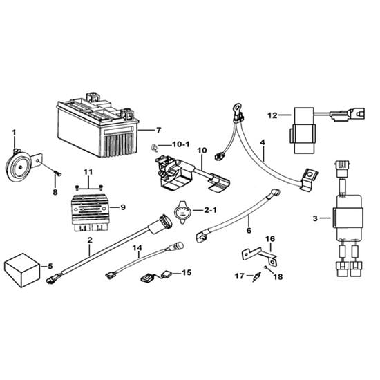 BATTERY. HORN. RELAYS. RECTIFIER