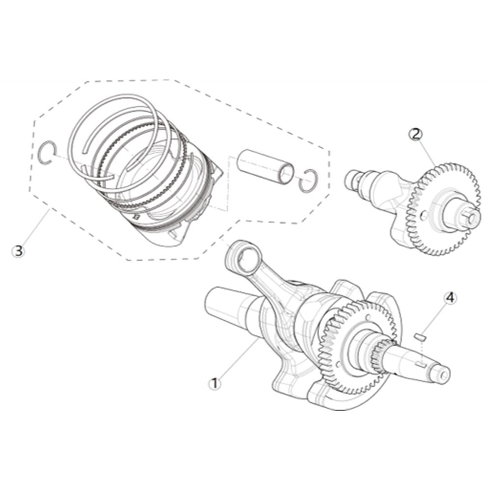 CRANKSHAFT CONNECTING ROD AND PISTON