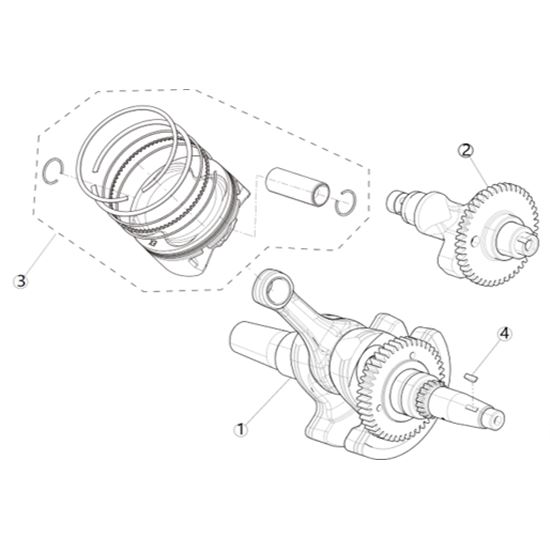 CRANKSHAFT CONNECTING ROD AND PISTON