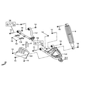 FRONT SUSPENSION (FOR ←007984 AND WITH EVOR ABSORBER)