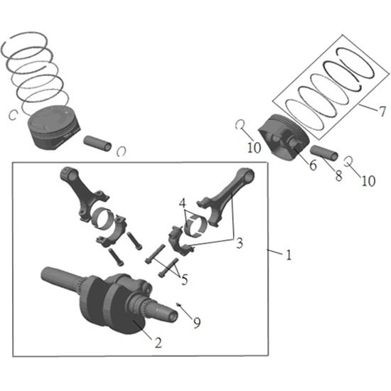 CRANKSHAFT, PISTON