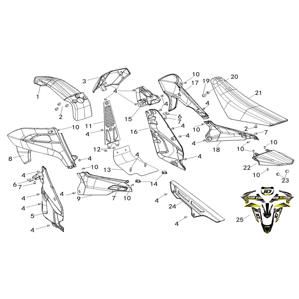 10TEN MX-E BODY PARTS
