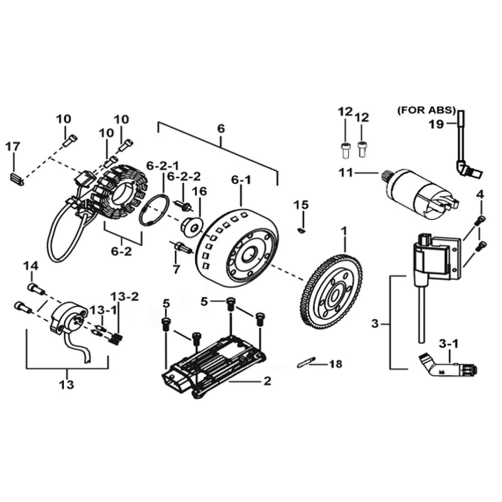 MOTOR STARTING、FLYWHEEL MAGNETO、ECU