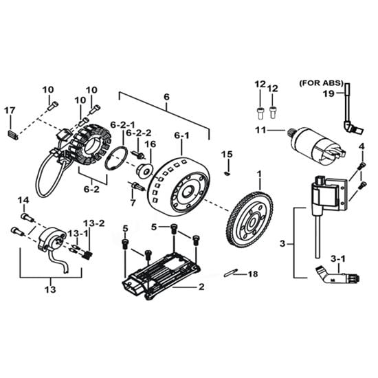 MOTOR STARTING、FLYWHEEL MAGNETO、ECU