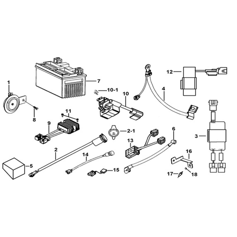 BATTERY. HORN. RELAYS. RECTIFIER