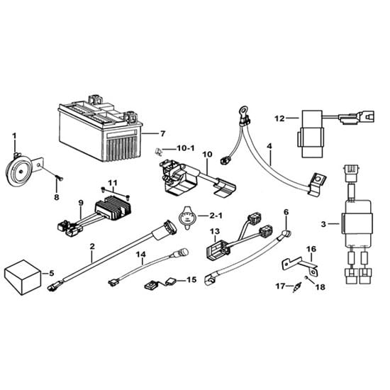 BATTERY. HORN. RELAYS. RECTIFIER