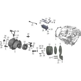 Starter, Magneto, R Crankcase Cover