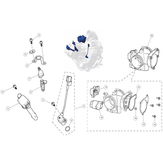 THROTTLE BODY, FUEL INJECTOR, COIL, CRANK POSITION SENSOR