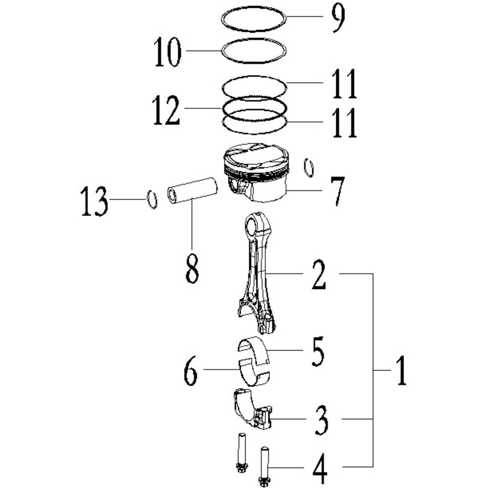PISTON AND CONNECTING ROD