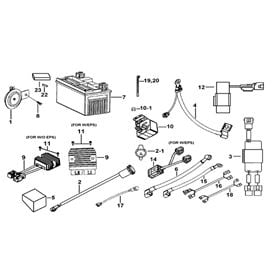 Battery. Horn. Relays. Rectifier