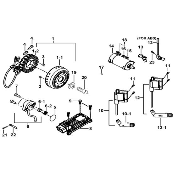 MOTOR STARTING、FLYWHEEL MAGNETO、ECU